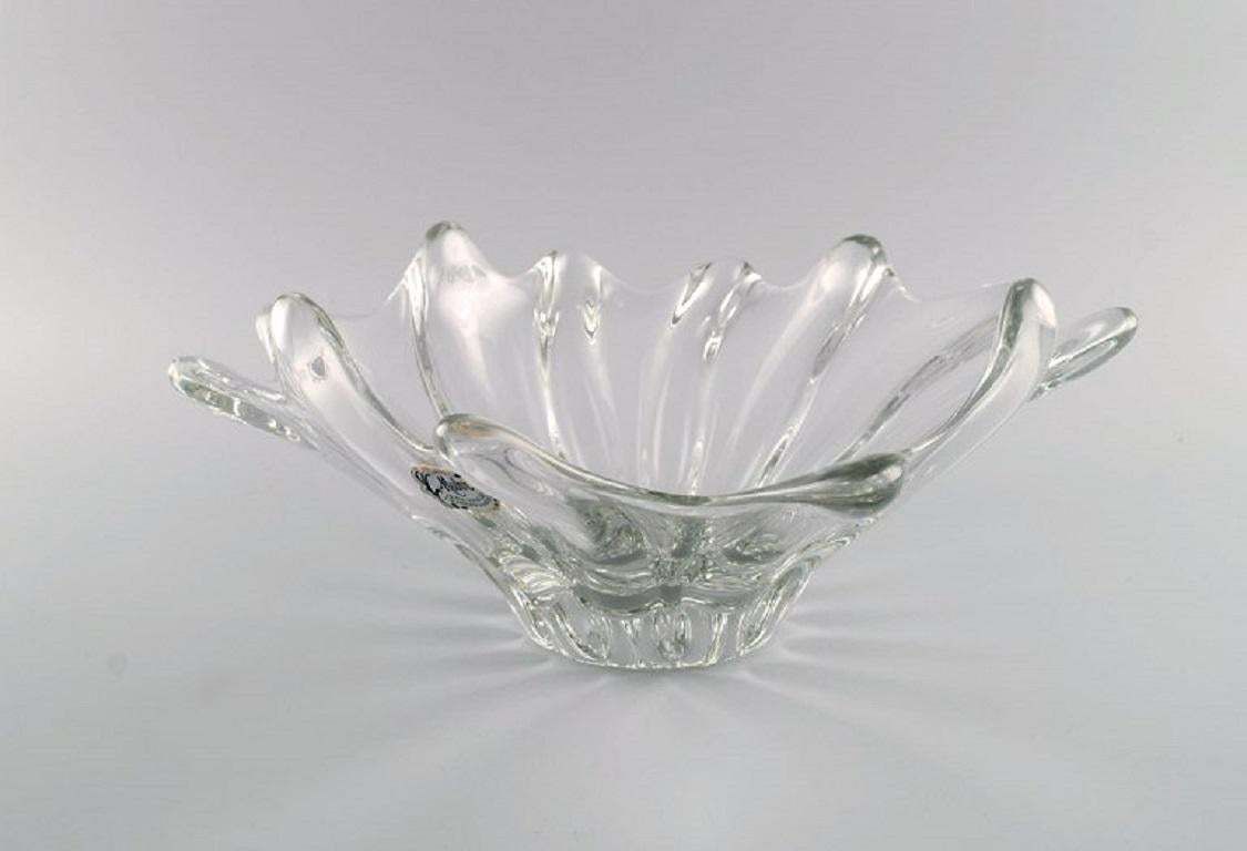 Muhr, France, Large Bowl In Clear Mouth Blown Art Glass With Wavy Edge, 1970s photo 198.0