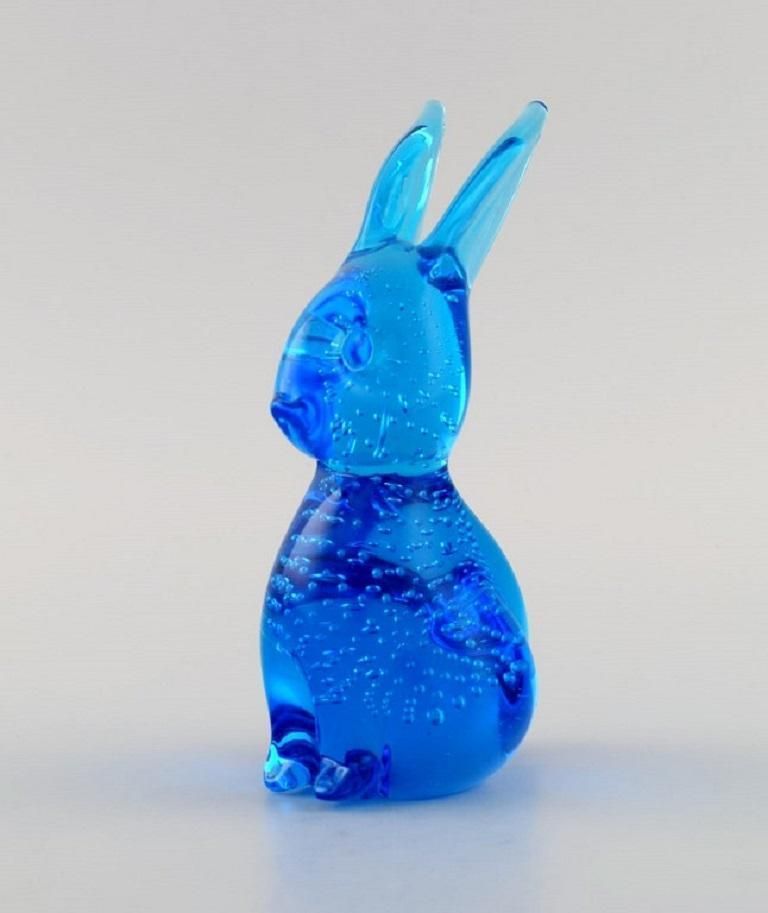Ronneby, Sweden, Three Figures In Blue Mouth Blown Art Glass, 1970s photo Art