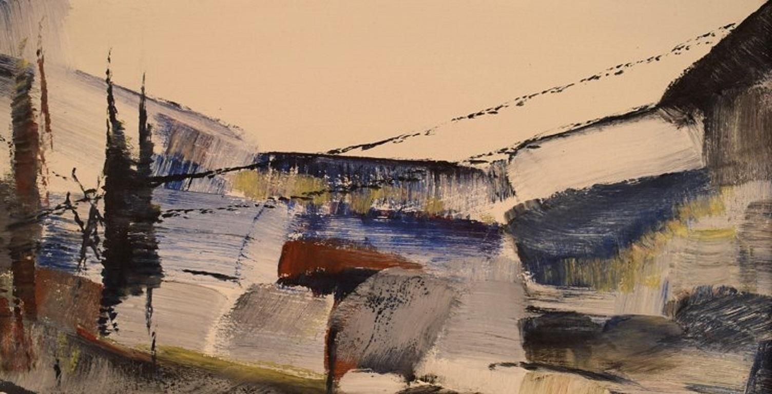 Sven H. Engberg, Listed Swedish Artist, Oil On Canvas, Modernist Landscape photo for sale