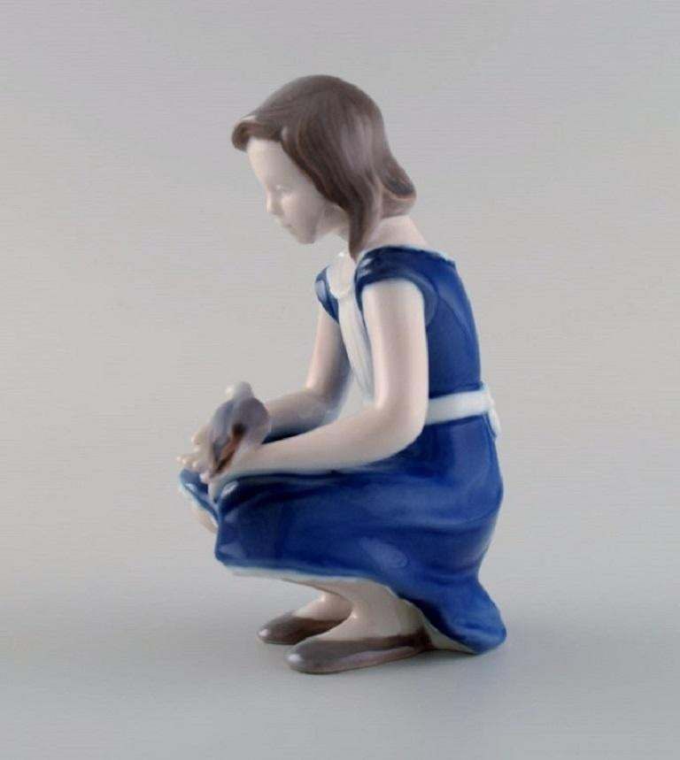Bing & Grøndahl Porcelain Figure, Girl With Dove, Model Number 2340 photo furniture