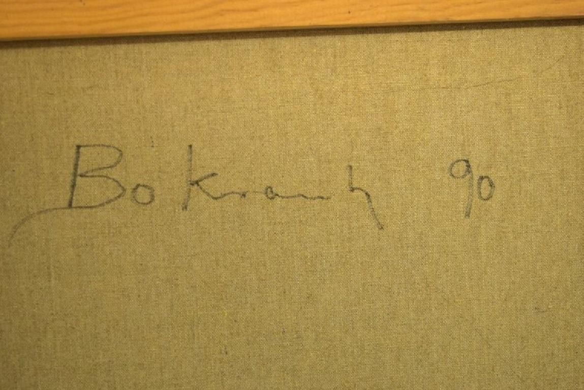 photo for sale Bo Krank, Listed Danish Artist, Oil On Canvas, Abstract Composition