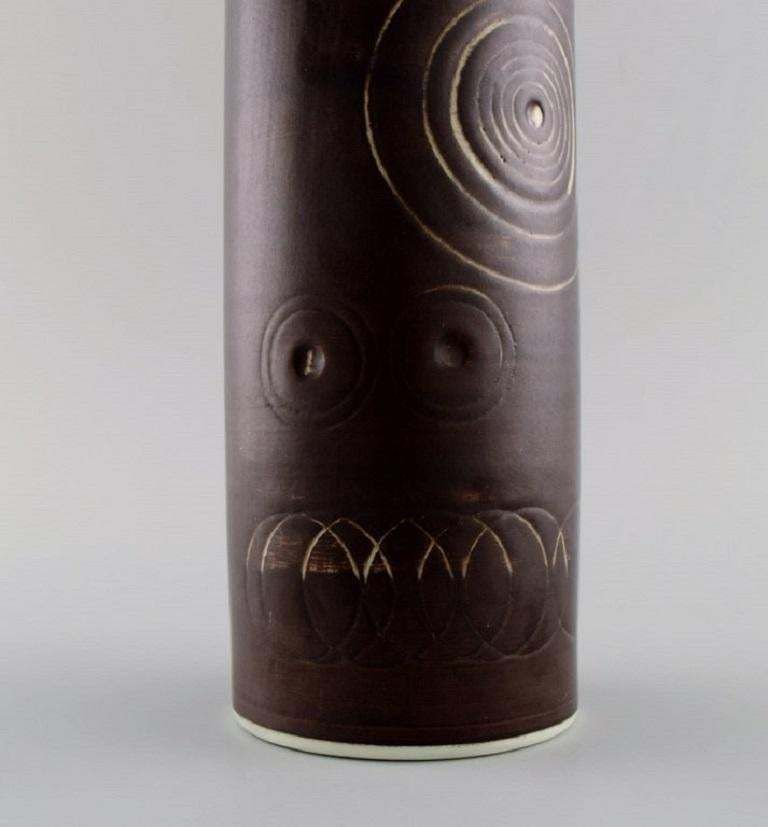 Olle Alberius For Rörstrand. Cylindrical Sarek Vase In Hand Painted Ceramics. photo 201.0