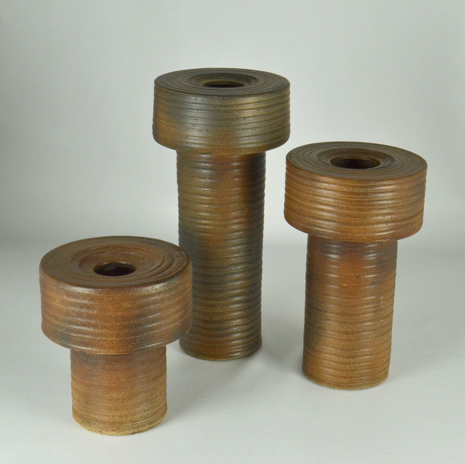 2250.0 Set Of Treetall Cylinder Vases In Earth Tones photo