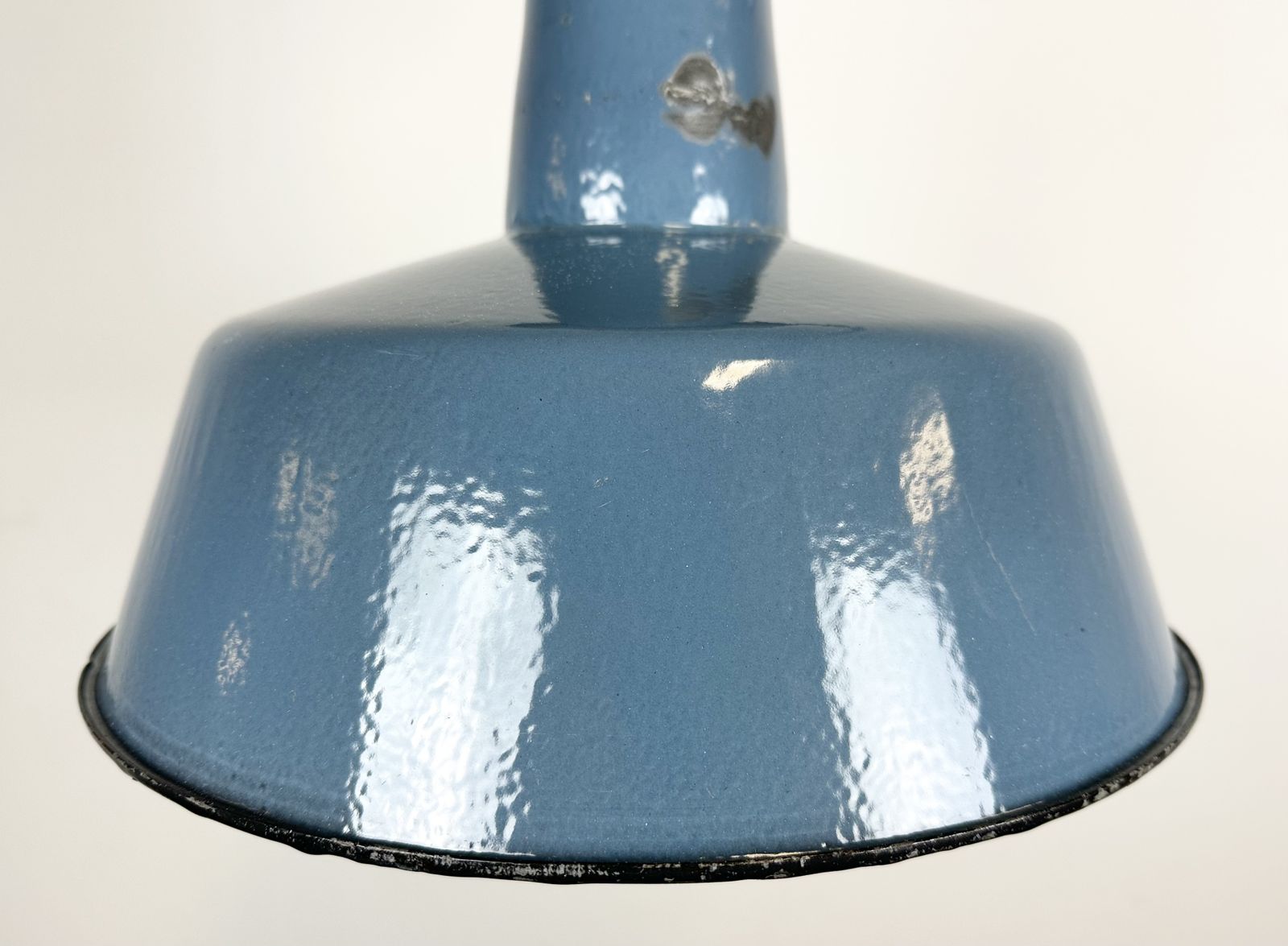 photo for sale Industrial Blue Enamel Factory Lamp With Cast Iron Top, 1960s, 4x