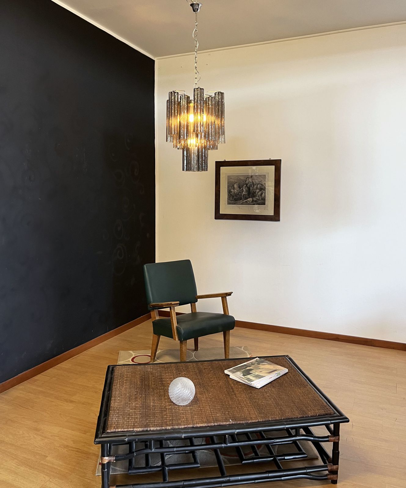 Fantastic Murano Smoked Glass Tube Chandelier photo vintage