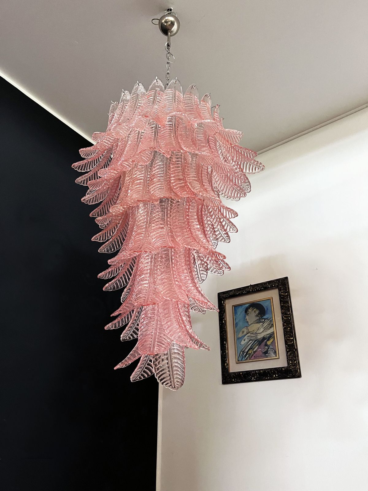 Huge Italian Murano Felci Glass Spiral Chandelier   83 Pink Glasses photo 2420.0