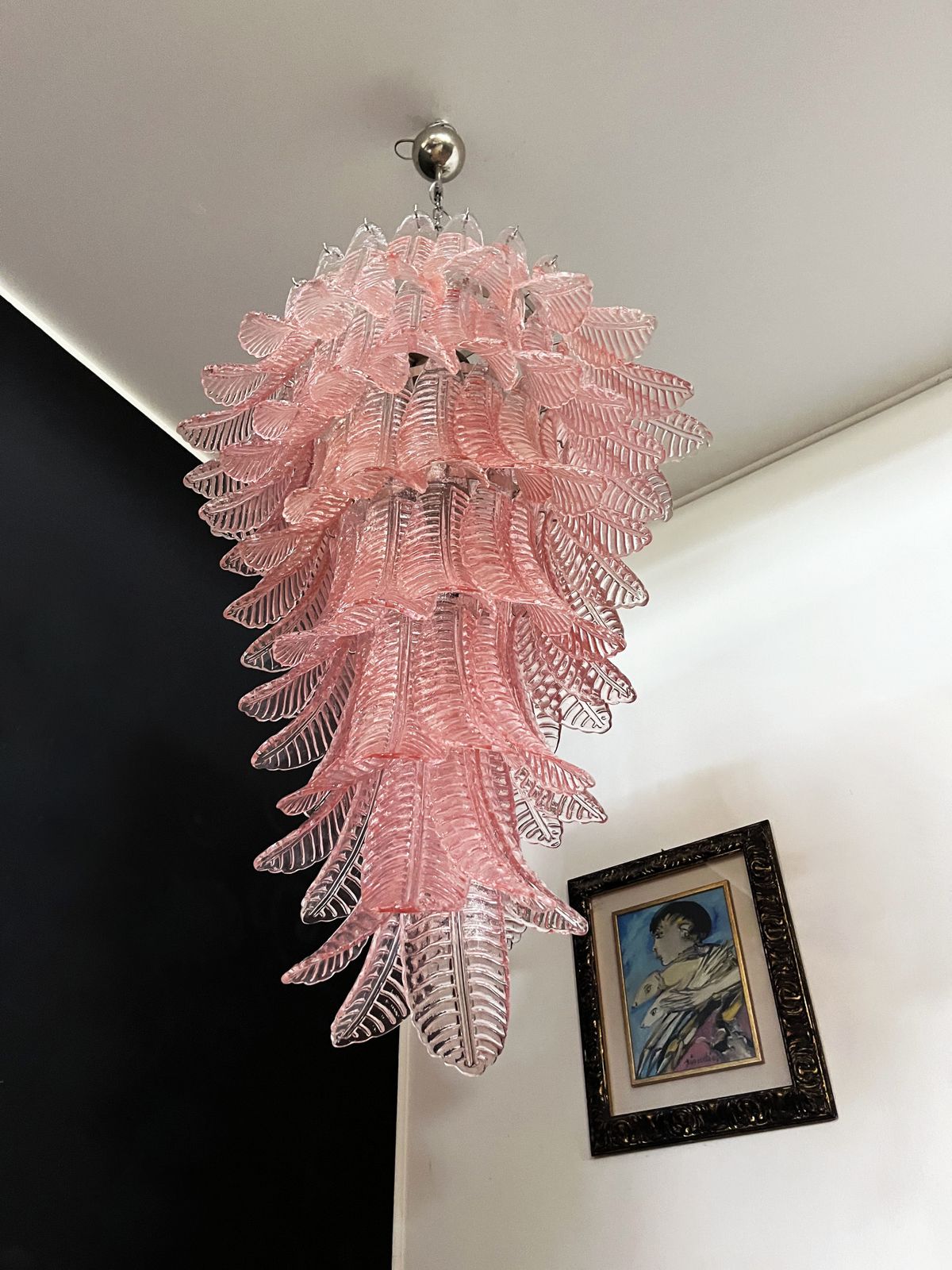 Huge Italian Murano Felci Glass Spiral Chandelier   83 Pink Glasses photo buy