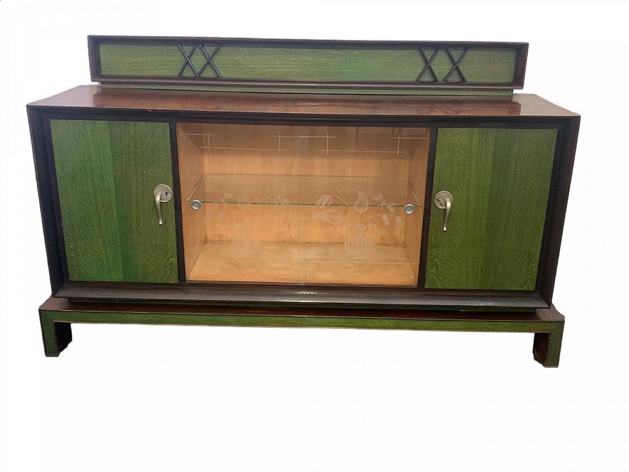 Sideboard In Art Deco Style In Green Rosewood, 1940s
