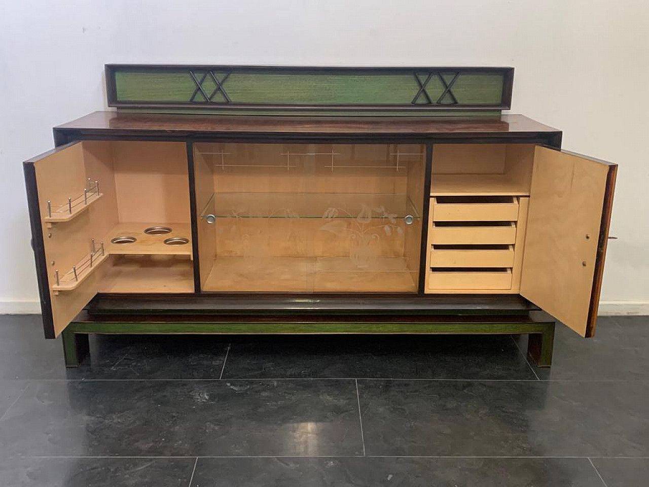 Sideboard In Art Deco Style In Green Rosewood, 1940s photo buy
