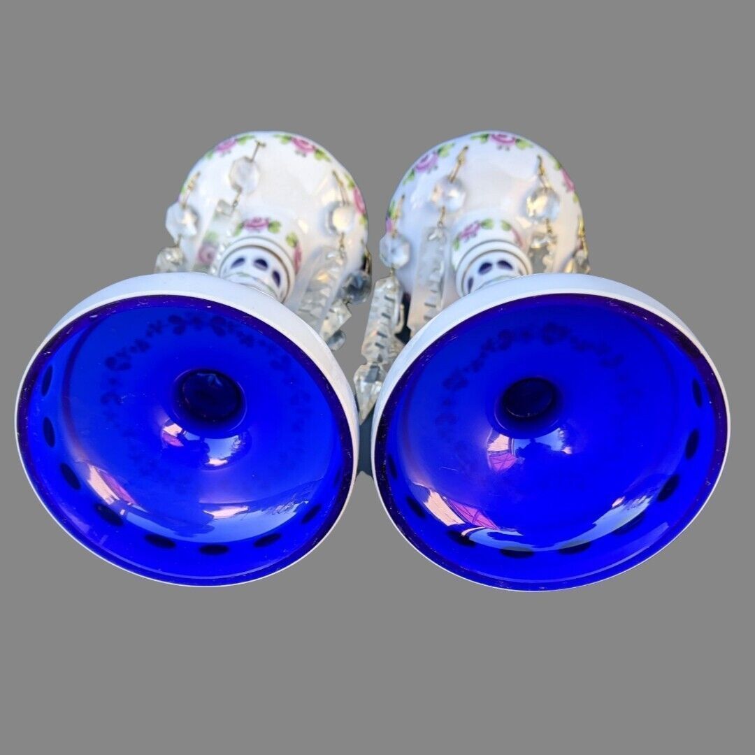 Good Pair Of Bohemian Overlay Glass Table Lustres photo 595.0