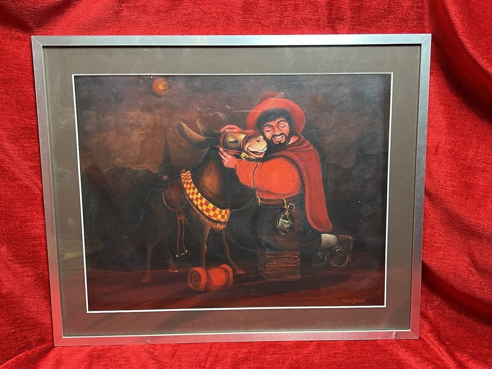 Art 20th Century Fine Art Martin Trainer Oil Painting Of Matador With Mule photo