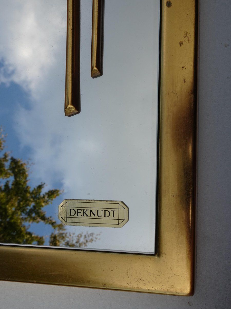 Round Gilt Wall Mirror Wiht Floral Design From Deknudt Belgium 1970s photo Home Decor