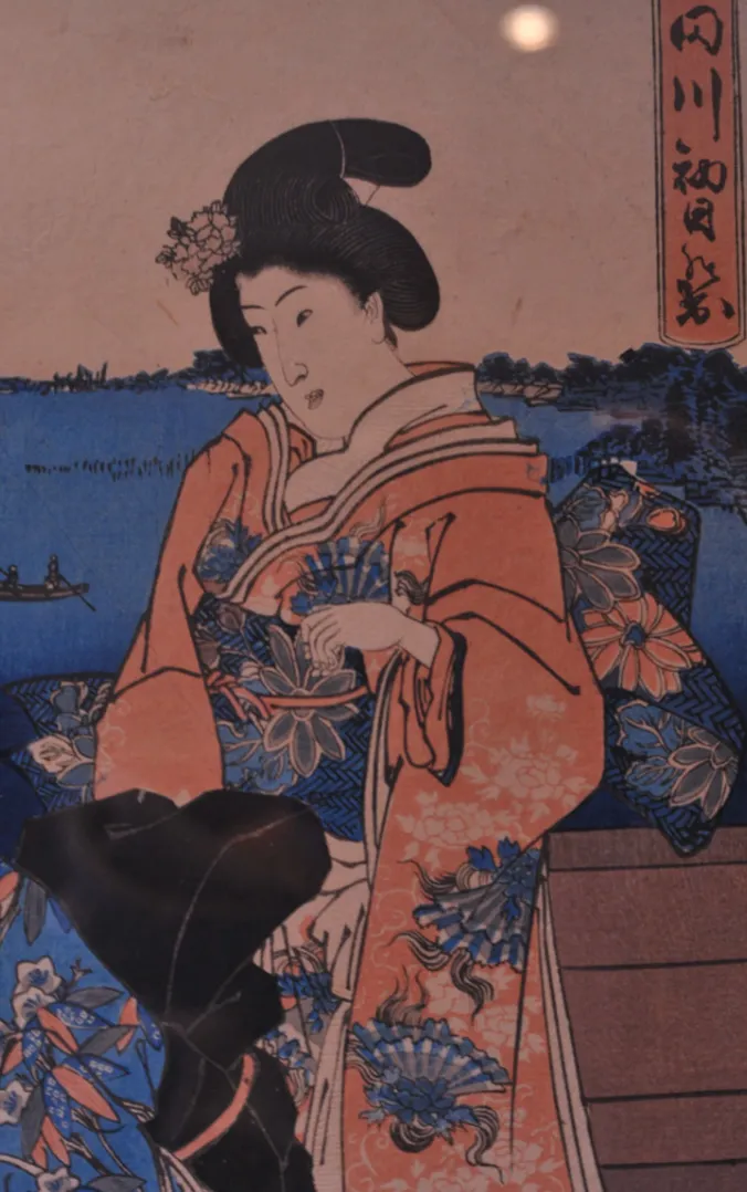 Utagawa Kuniyoshi (1798 1861) Framed Japanese Woodcut Dated 1841 From The Utagawa School Ol photo for sale