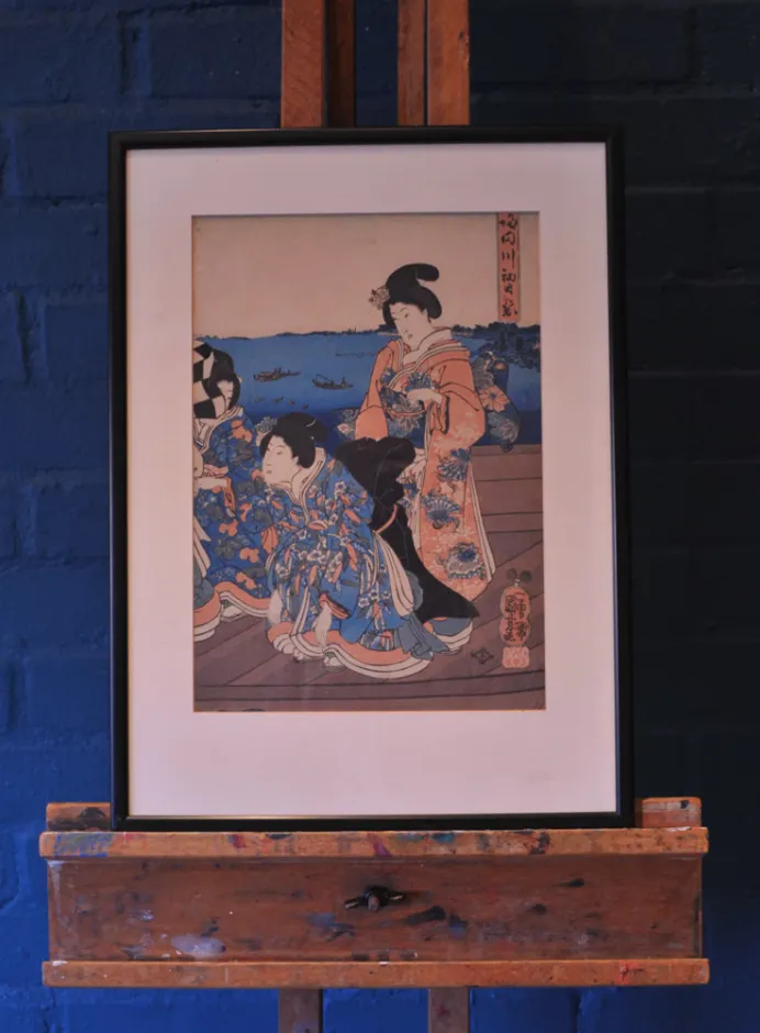 Utagawa Kuniyoshi (1798 1861) Framed Japanese Woodcut Dated 1841 From The Utagawa School Ol photo vinterior