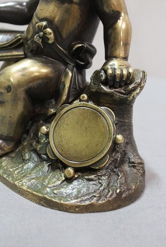 Bronze Child Musician   Late 19th Century photo vintage