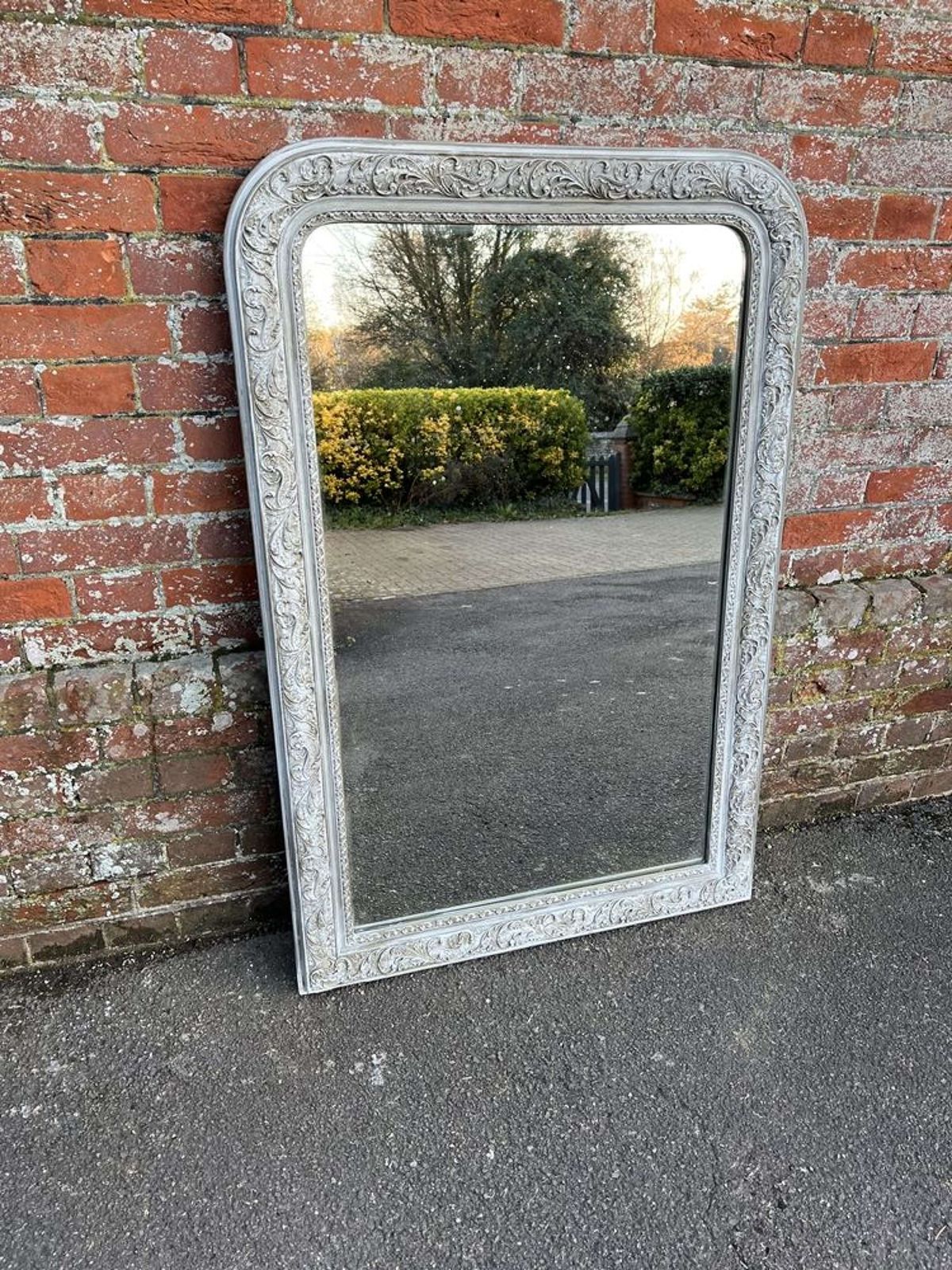 A Superb Large Antique French 19th C Arched Top Painted Mirror. photo 695.0