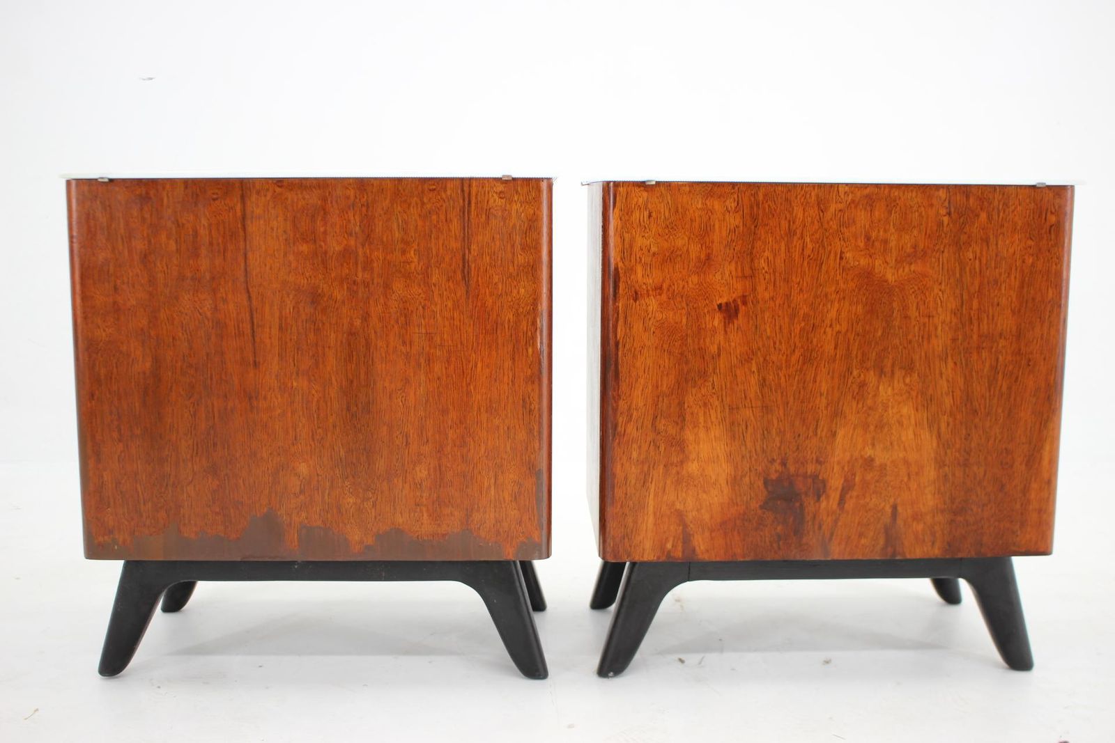 1950s Jindrich Halabala Mahogany Bedside Tables ,Czechoslovakia photo vintage