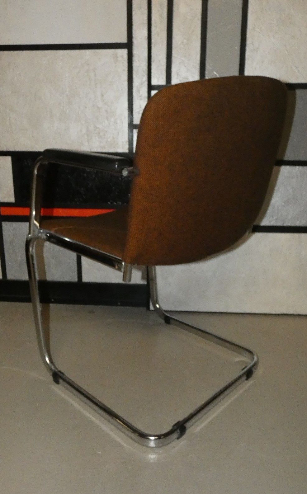photo furniture Vintage Italian Dining Armchairs In Wool And Steel, 1970s, Set Of 4