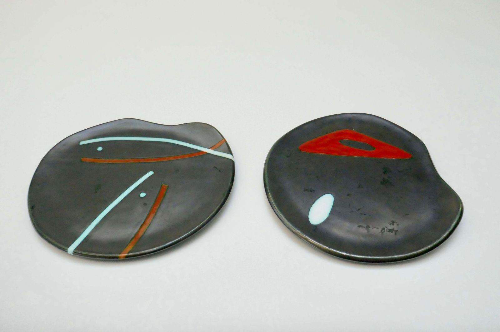 Free Form Surrealist Black Ceramic Dishes/Plaques By Peter Orlando, France,1960s photo 3600.0