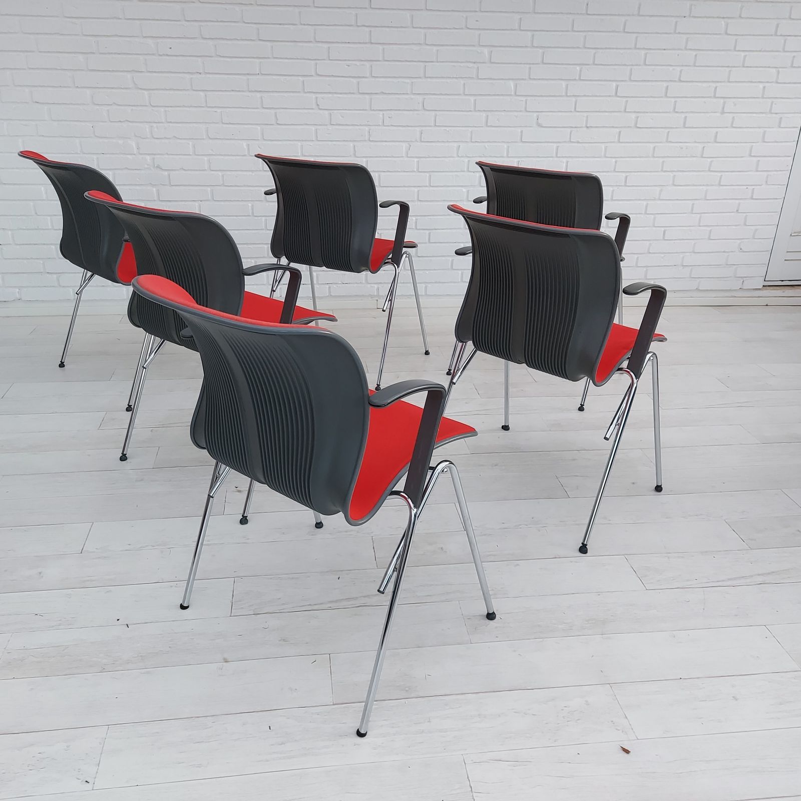 Jaren 1990, Deens Design Van Alfred Homann, Set Van Zes "Ensemble" Stoelen, Goede Staat photo for sale
