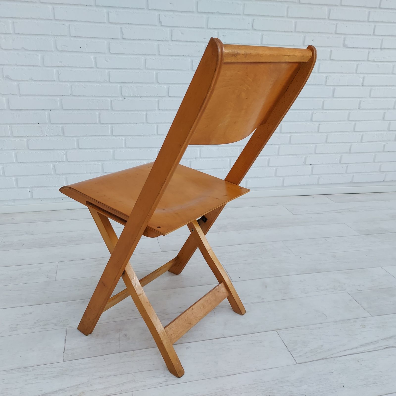 60s, Danish Design, Set Of 3 Pcs Folding Chairs, Plywood photo for sale