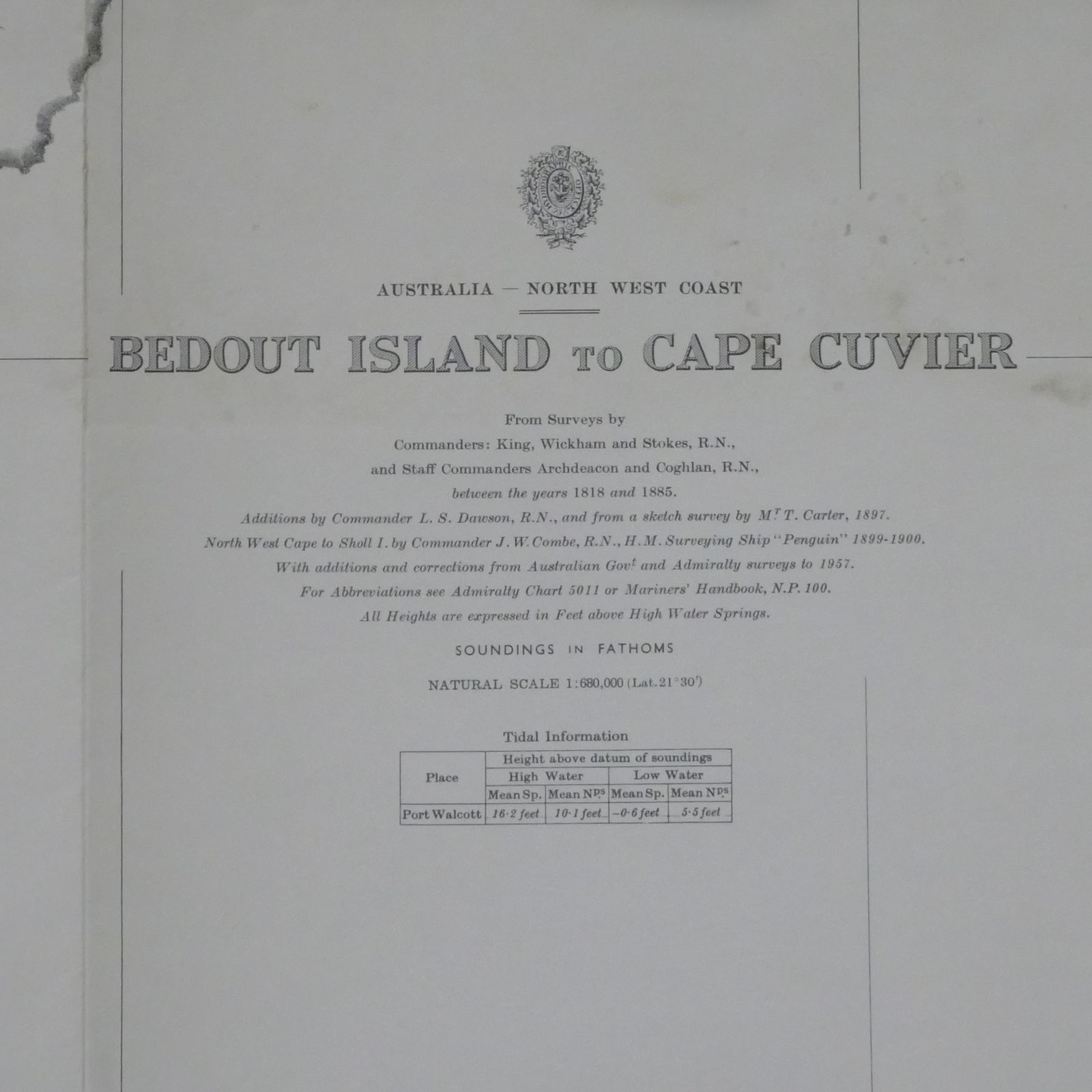 Nautical Chart Bedout Island To Cape Cuvier Australia Admiralty 1979 photo Art