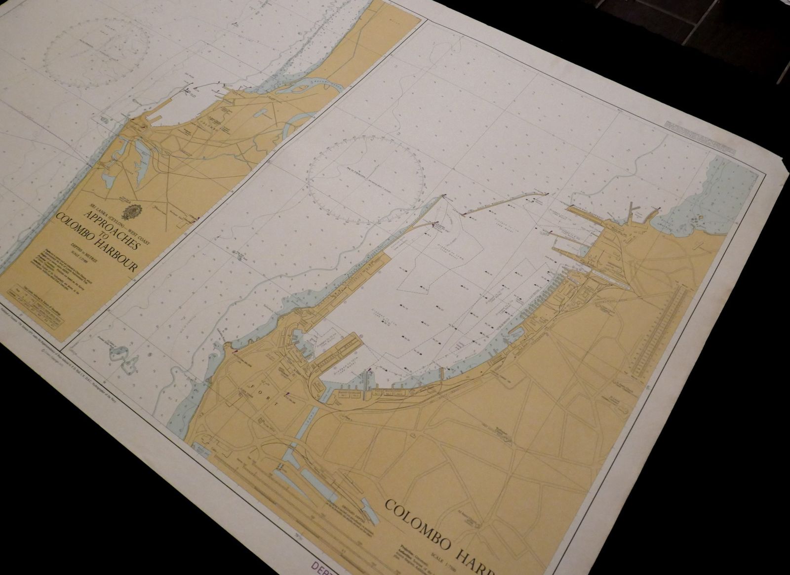 Nautical Chart Sri Lanka Colombo Harbor Admiralty 1975 photo for sale
