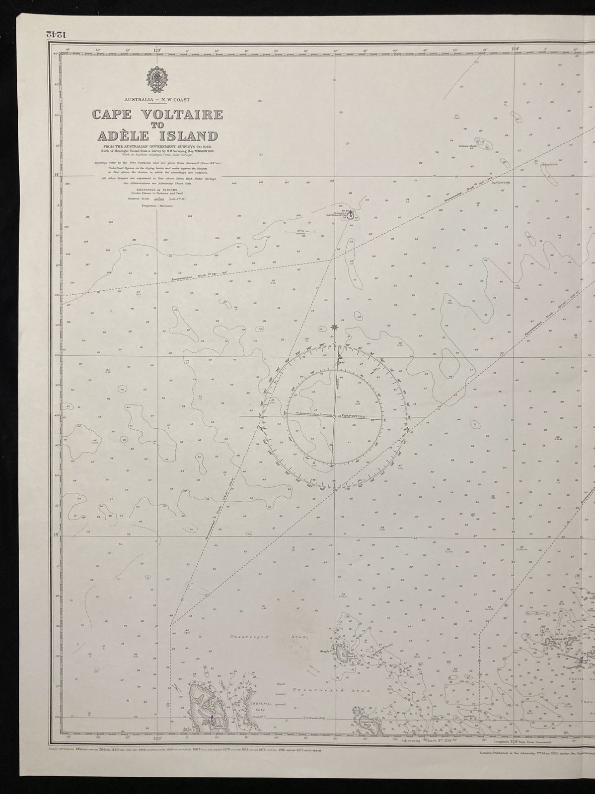 Nautical Chart Cape Voltaire To Adele Island North Australia Admiralty 1979 photo furniture