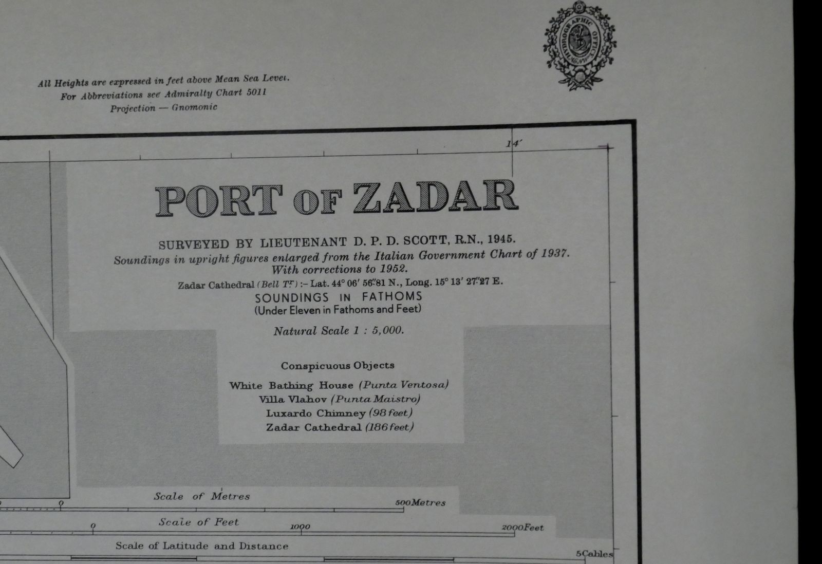 Nautical Chart Zadar Port Adriatic Sea Maritime Admiralty photo furniture