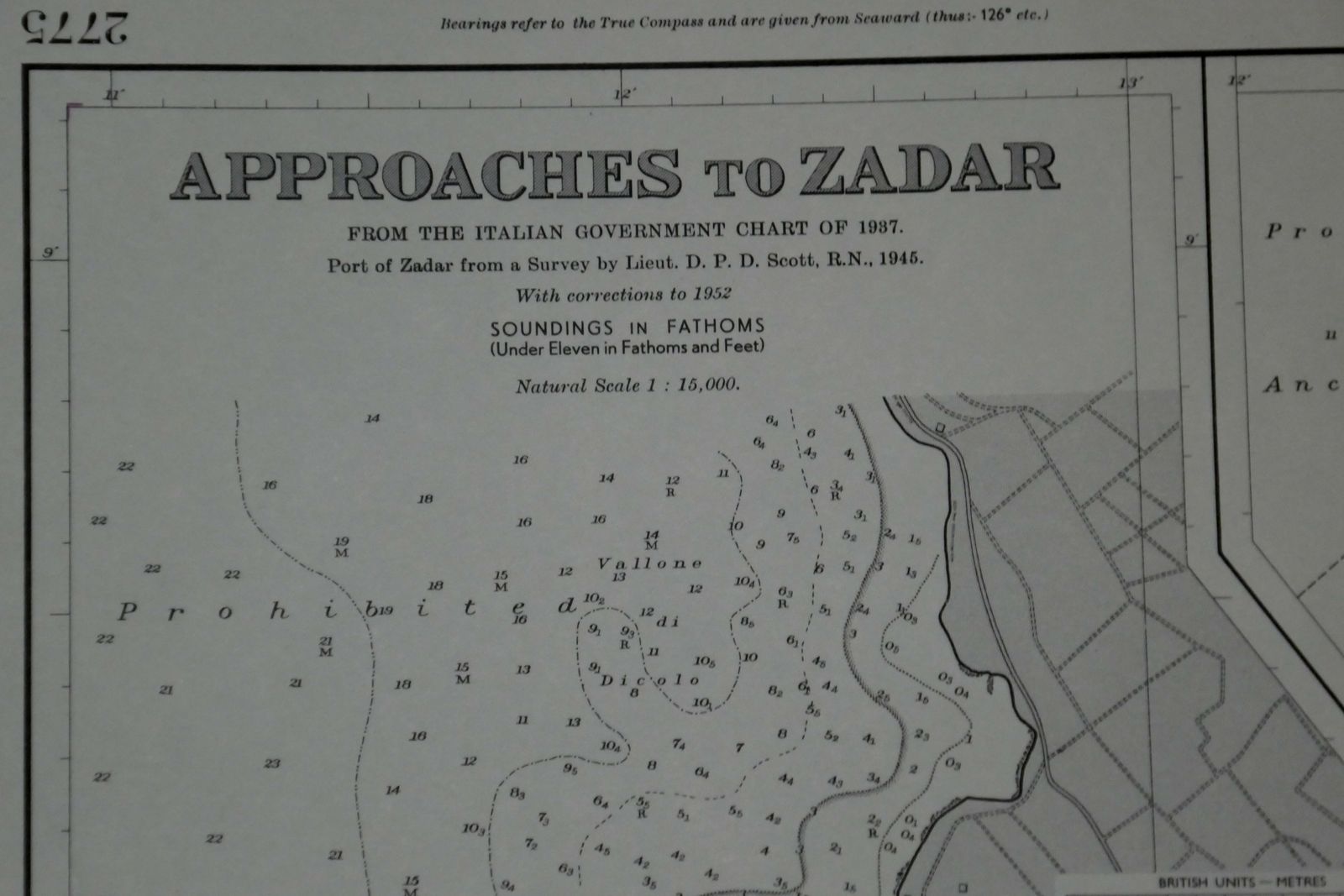 Nautical Chart Zadar Port Adriatic Sea Maritime Admiralty photo for sale