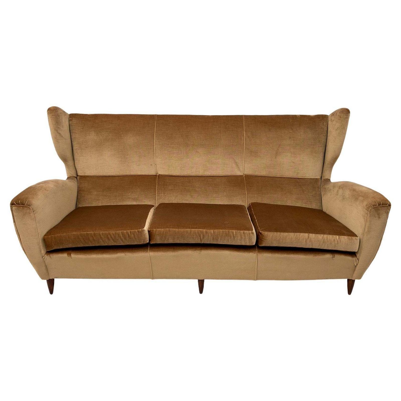 Gio Ponti Mid Century Modern Italian High Back Sofa, 1950s