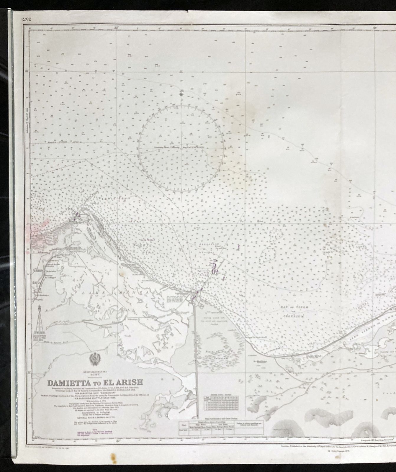 Nautical Chart Damietta El Arish Egypt Mediterranean Sea Admiralty 1976 photo for sale