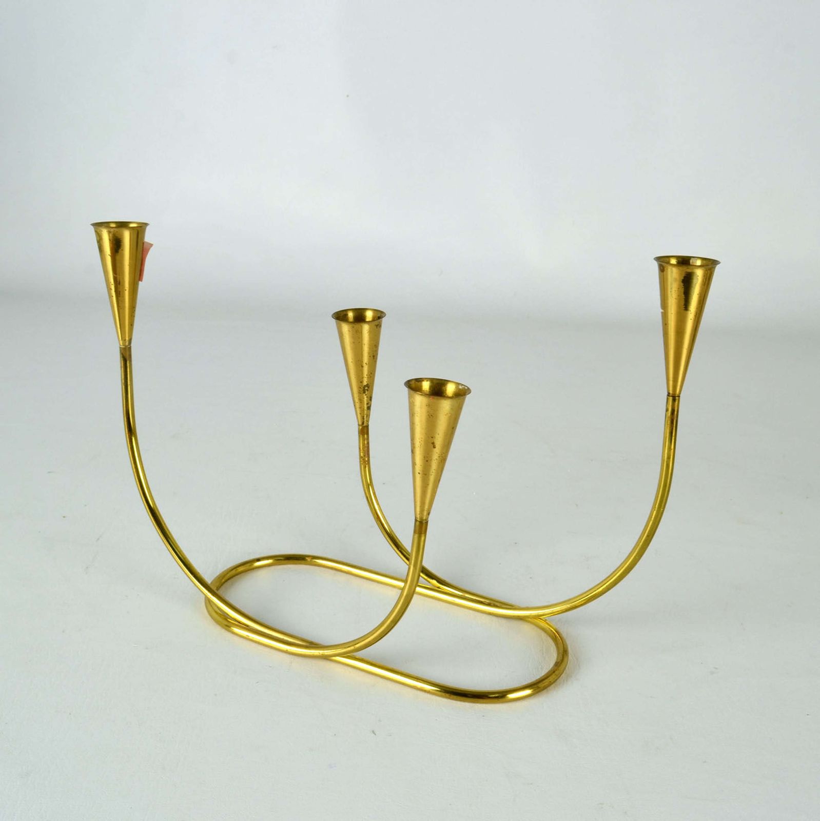 View Larger Image Of Group Of Four Brass Candelabras With Organic Curv photo buy