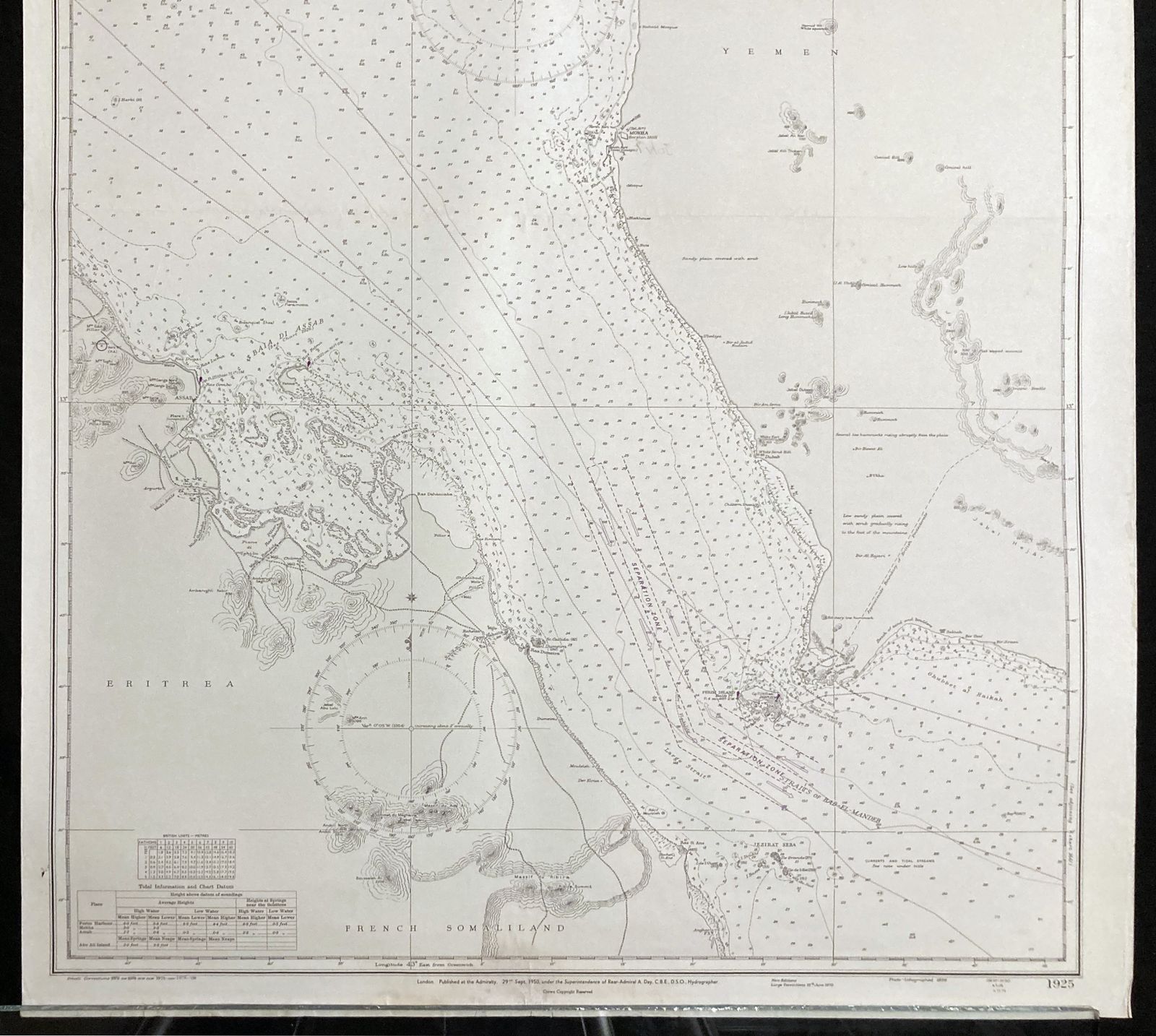 Nautical Chart Hanish Islands Straits Of Bab El Mandeb Red Sea Admiralty 1950 photo for sale