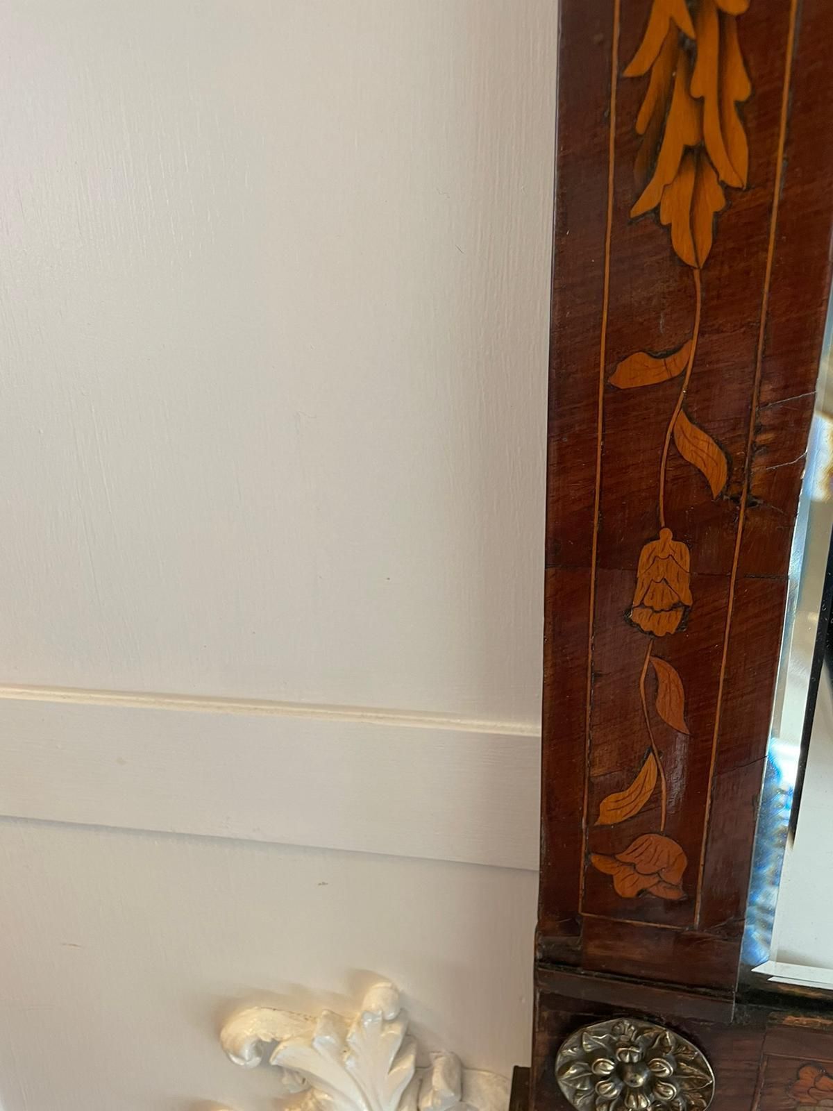 Outstanding Quality Antique Dutch Marquetry Mahogany Inlaid Wall Mirror photo Home Decor