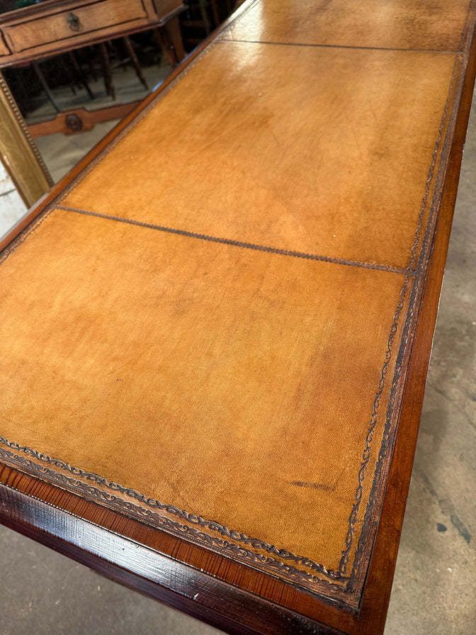 Rare Howard And Sons Stunning Quarter Sawn Oak And Baltic Pitch Pine Tooled Leather Aesthetic Movement Writing Desk Console Circa 1870 photo vintage