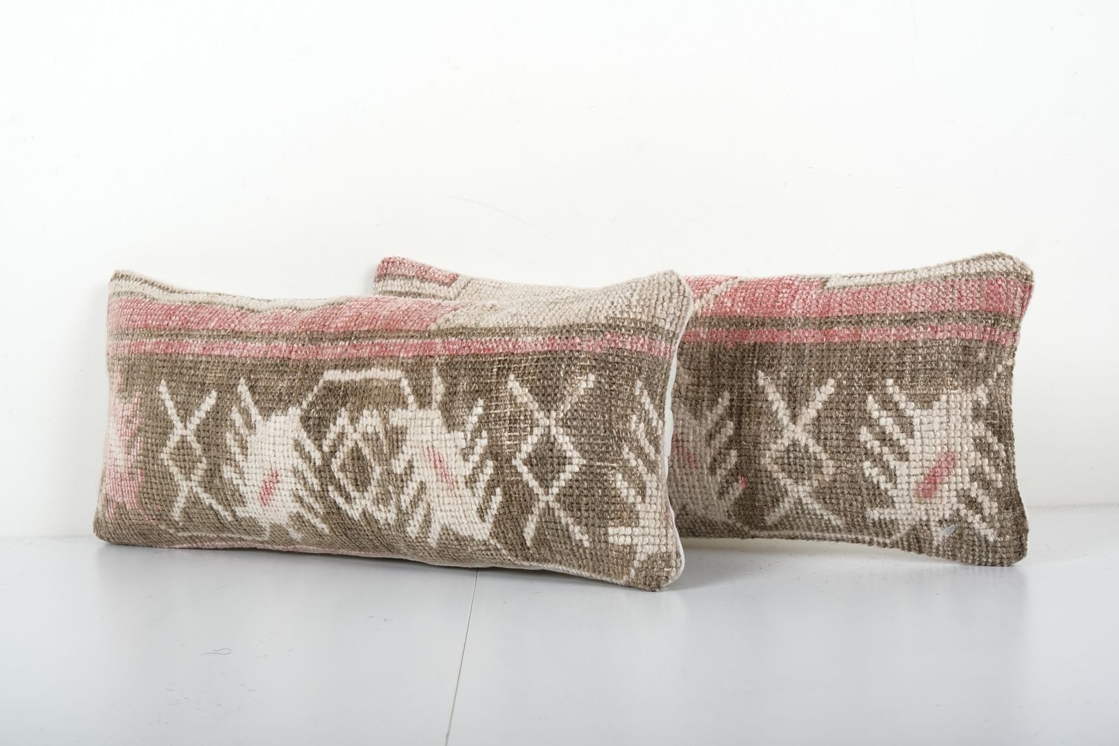 Set Of Two Anatolian Carpet Rug Pillow, Pair Lumbar Pillow Cover, Ethnic photo Textiles
