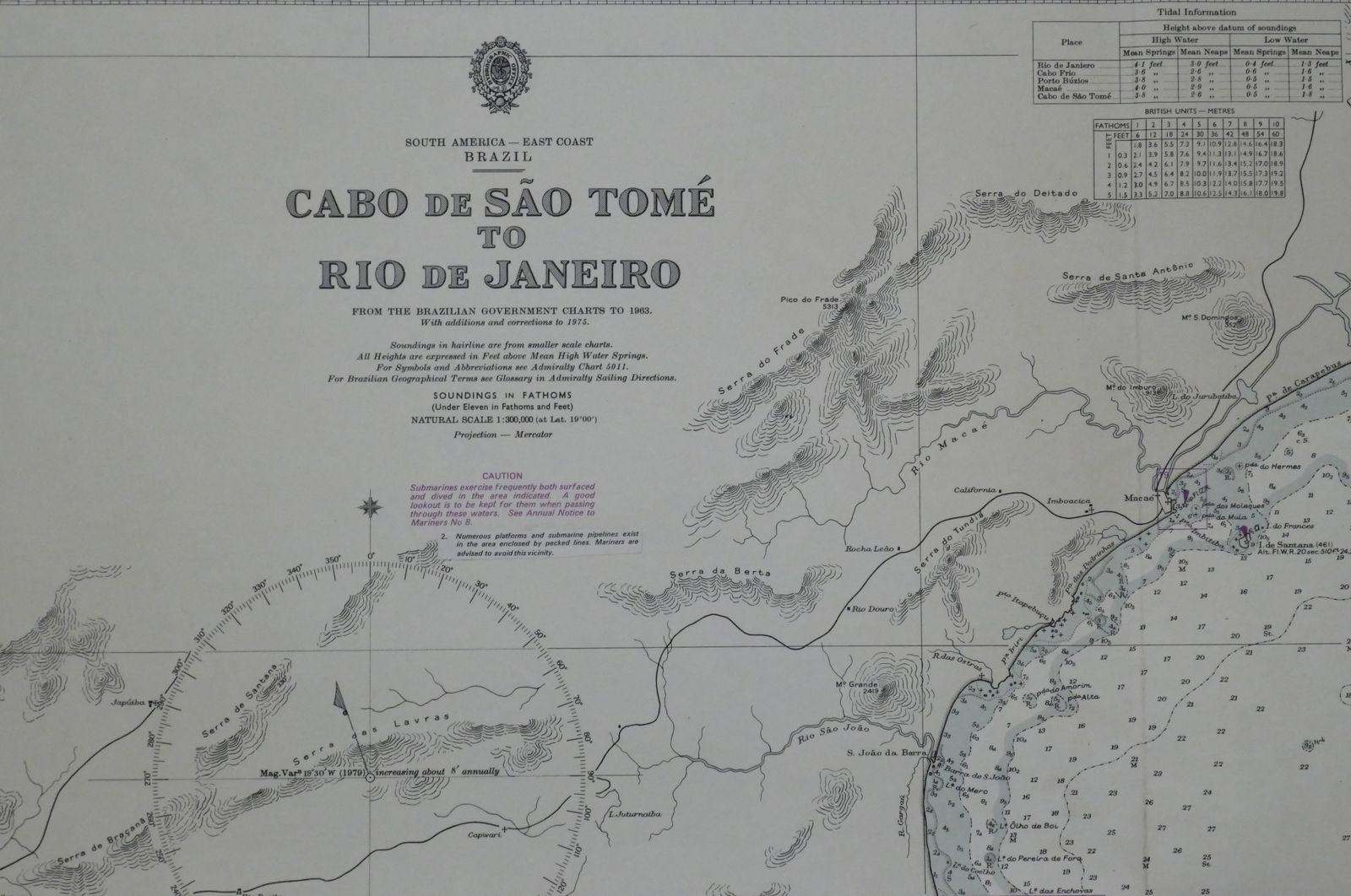 Nautical Chart Brazil Sao Tome Rio De Janeiro Admiralty 1975 photo furniture