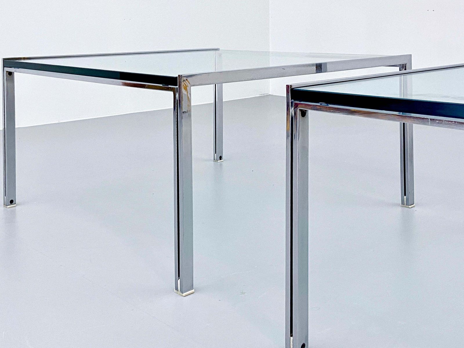 photo for sale Ross Littel 'Luar' Coffee Table In Glass And Metal For Icf Padova Italy 1970's