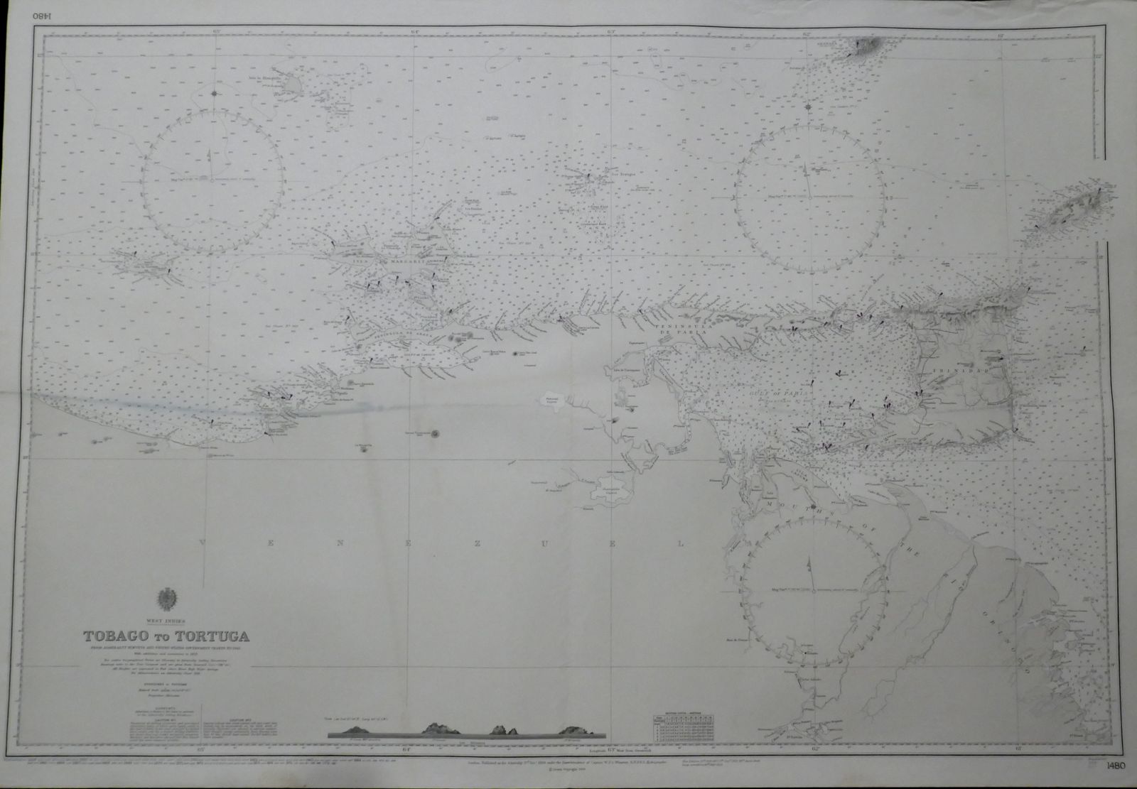Nautical Chart West Indies Tobago Tortuga Admiralty 1959
