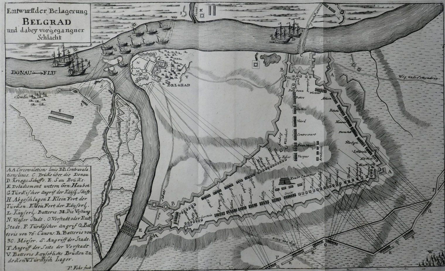 Siege Of Belgrade Fehr Engraving Entwurff Belgrad 1738