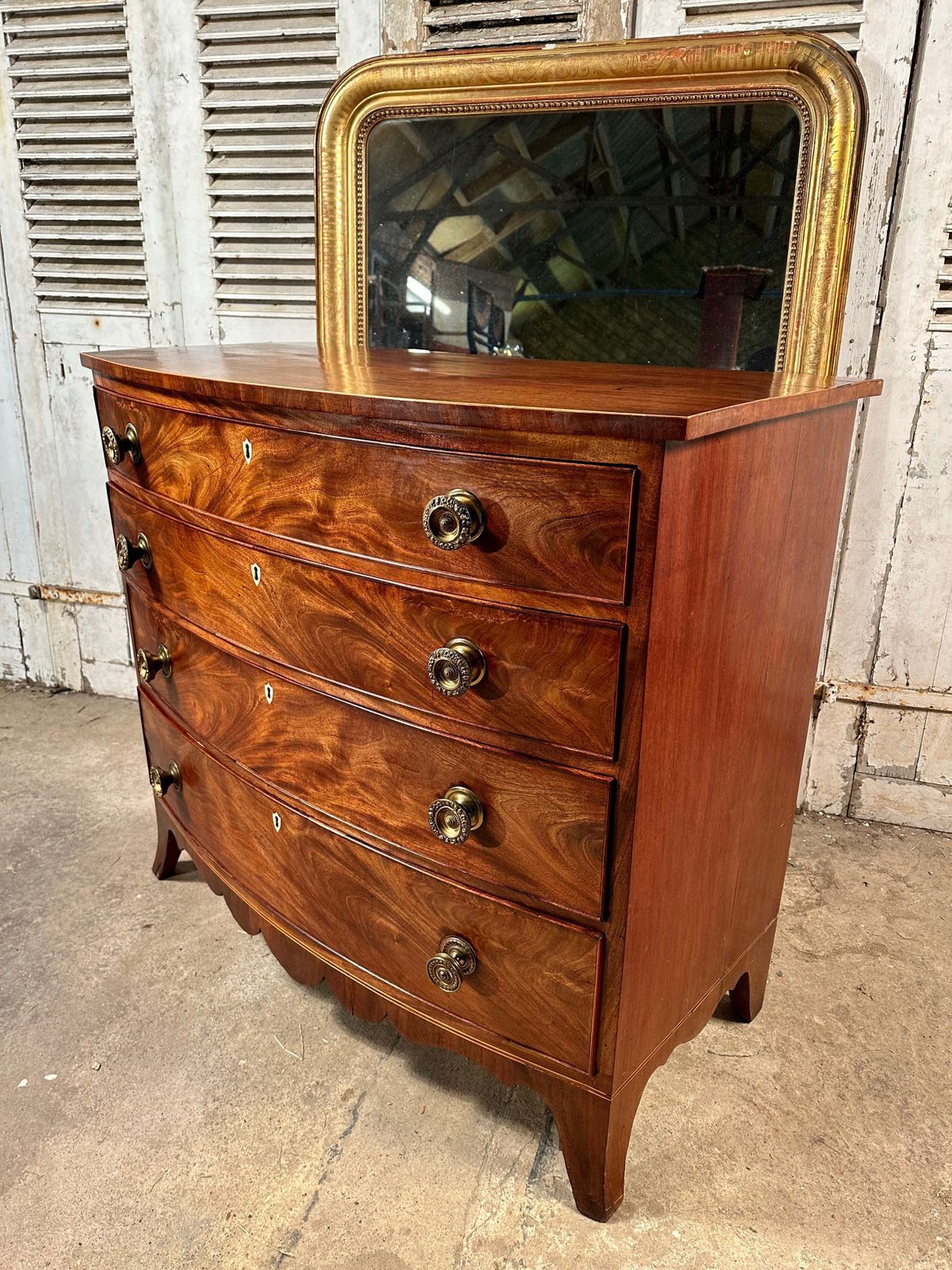 A Beautiful Regency Flame Mahogany Bow Front Chest Of Drawers Circa 1830