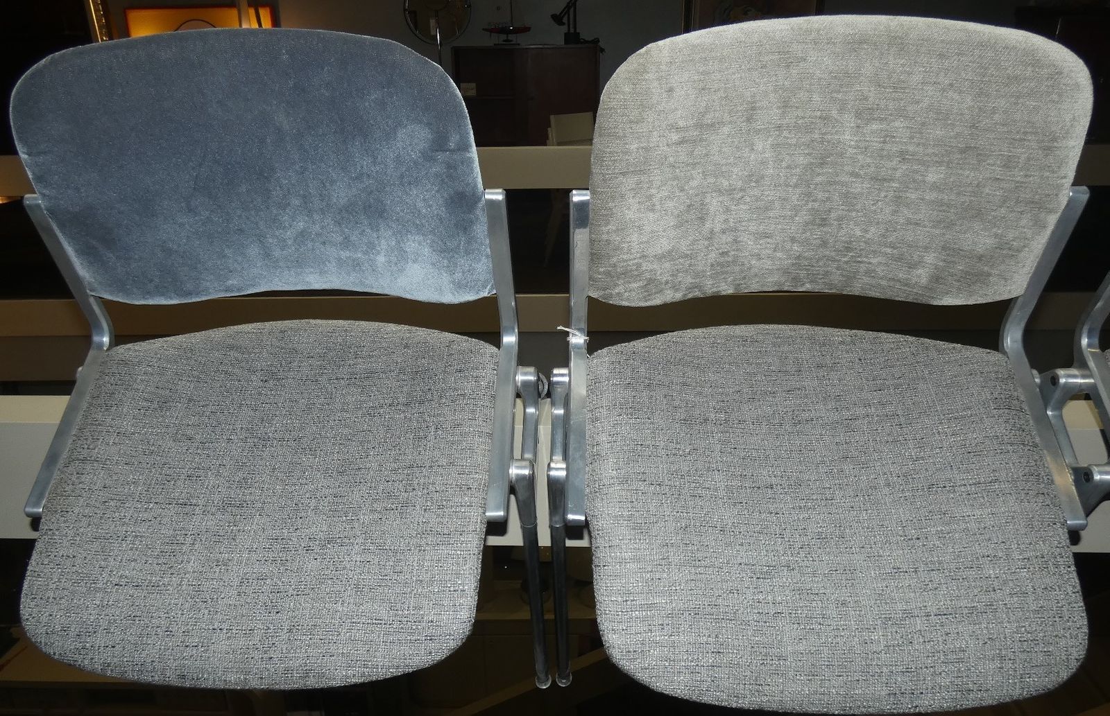 Furniture Set Of 4 Cotton And Velvet Model Dsc 106 Dining Chairs By Giancarlo Piretti For Castelli / Anonima Castelli, Italy 1960s photo