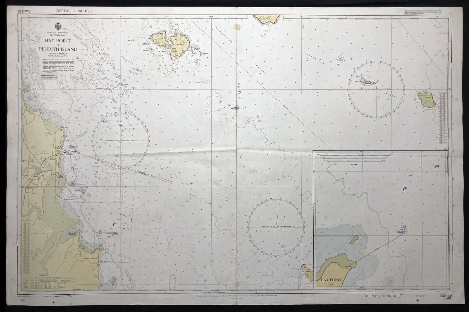 Nautical Chart Hay Point Penrith Island Queensland Australia Ran Aus 249 1971