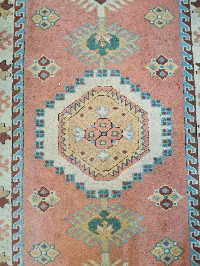 Turkish Rug With Pink Ground, Most Likely Anatolian. Dating From Approximately 1950 1960 photo for sale