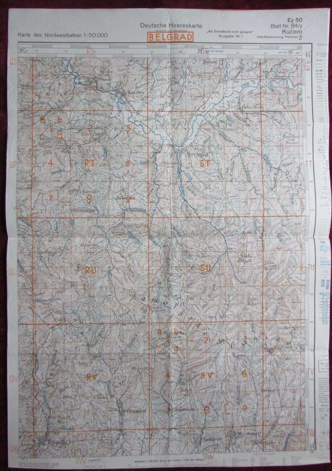 Topographic Map Military Belgrade Serbia Nordwestbalkan German 1937