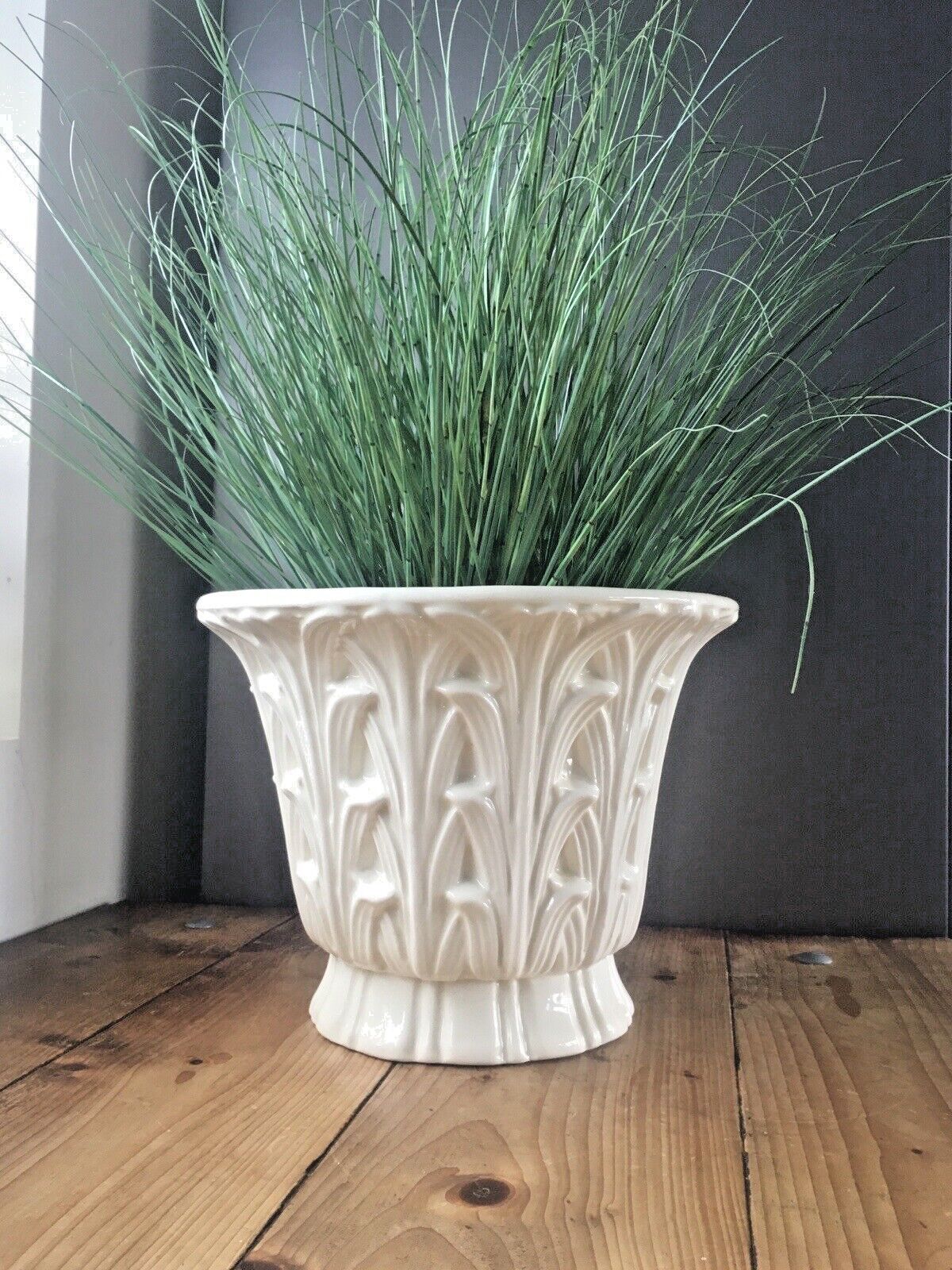 Rare Large Casa Fina Spain Reed Leaves Leaf Pottery Jardiniere Planter Plant Pot photo 265.0