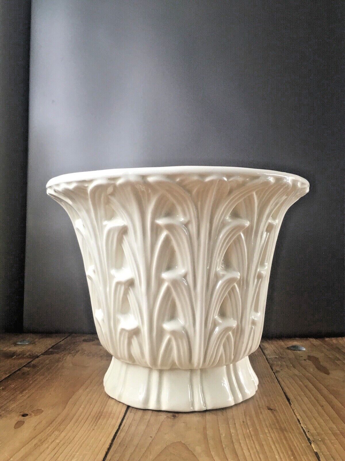 Rare Large Casa Fina Spain Reed Leaves Leaf Pottery Jardiniere Planter Plant Pot photo buy