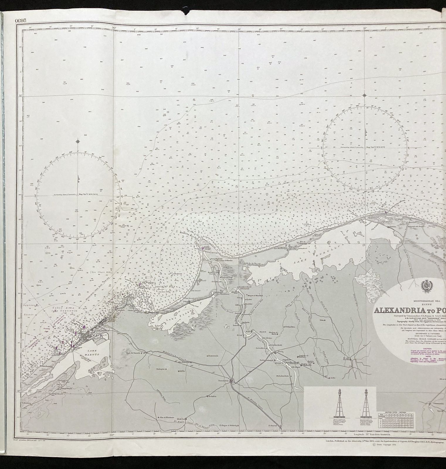 Nautical Chart Alexandria Admiralty Port Said Mediterranean Egypt 1976 photo for sale