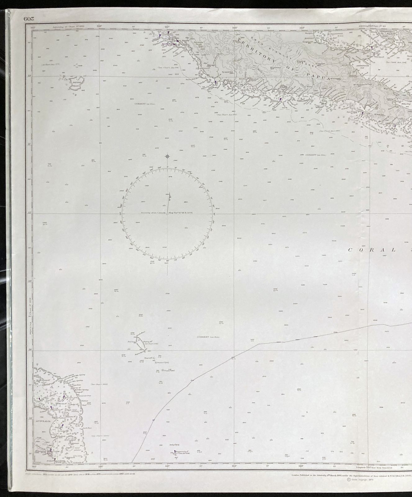 Nautical Chart Moresby Admiralty Cape Deliverance Pacific 1975 photo furniture